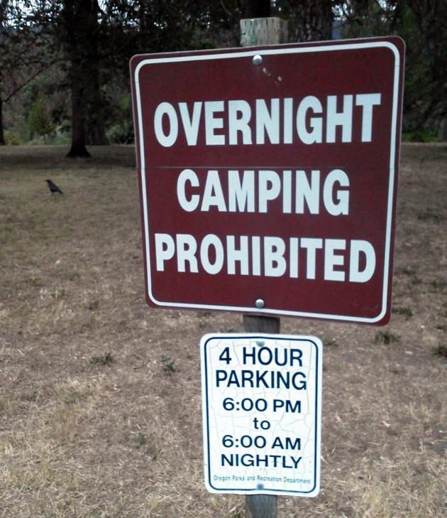 No Overnight Camping!