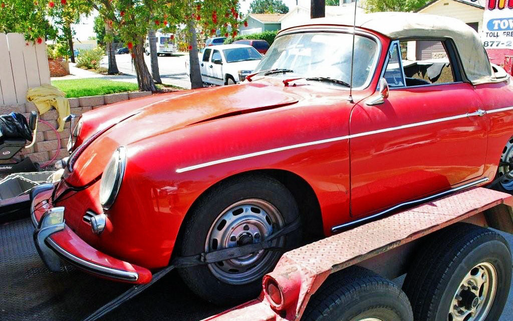 Porche 356C out of the garage